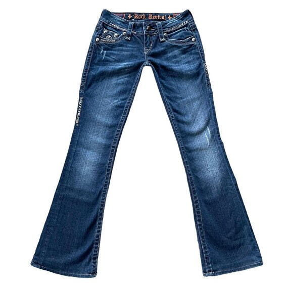 Y2K Rave Skater Punk Rock Revival Bootcut Jeans FLEUR DE LIS Bling