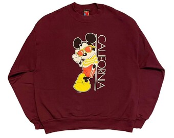 Vintage 90s retro Mickey Mouse California crewneck weatshirt Disney Unlimited Boxy fit Size L