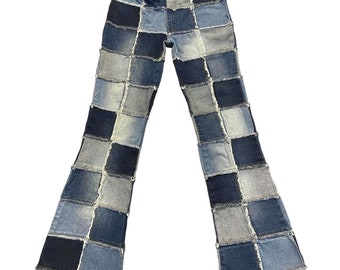 Iconic VTG 90s Y2K Zana Di grunge skater patchwork low-rise flare jeans Sz 9