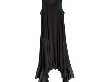 Y-3 Yohji Yamamoto x Adidas black asymmetrical tank dress with ruffle hem