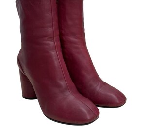 Preowned VTG Maison Martin Margiela burgundy red soft leather ankle boots Size 36.5