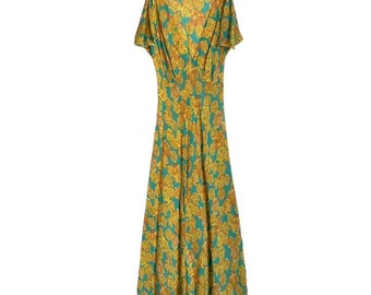 VTG 90s Betsey Johnson New York boho fairy silk floral maxi dress Size M