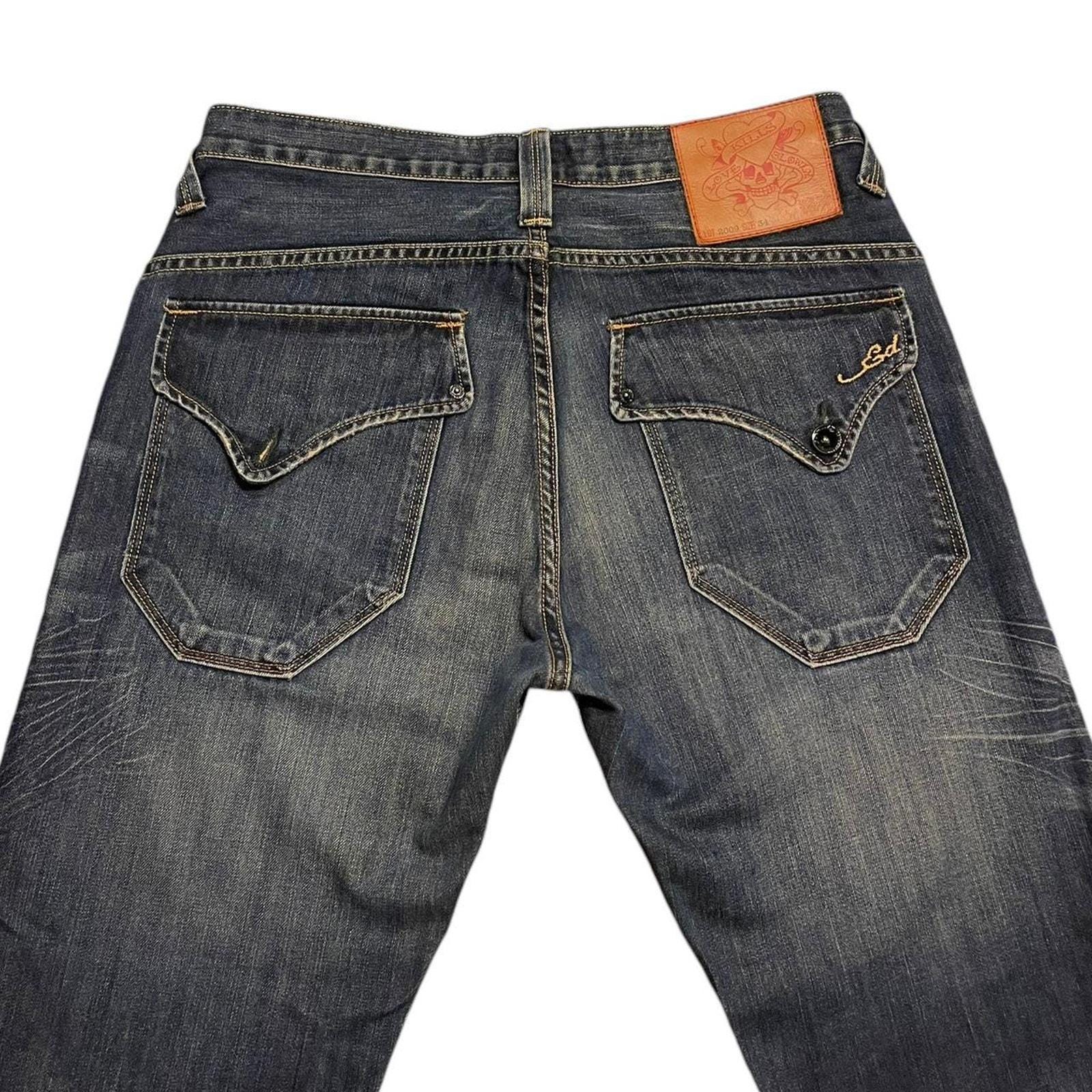 Vintage Y2K 2000s Ed Hardy Wide-leg Baggy Jeans Size 34x34 - Etsy