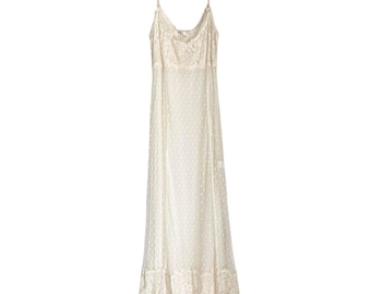 Deadstock Vintage Claire Pettibone sheer lace maxi slip dress Size L