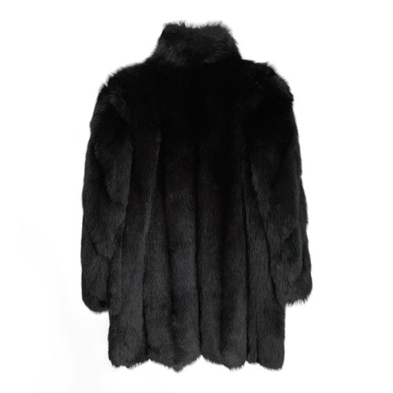 Vintage 80s 90s Style VI Ltd Long Black Faux Fur Coat Size L