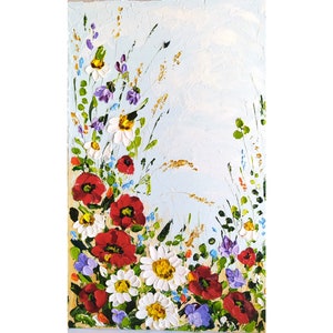 Poppy Painting Daisy Original Painting Oil Floral Decor Small Art Flowers Artwork Impasto OlyaArtShop