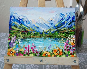 Wyoming Art Grand Teton Painting Oil Impasto National Park Rocky Mountains Original Art OlyaArtShop