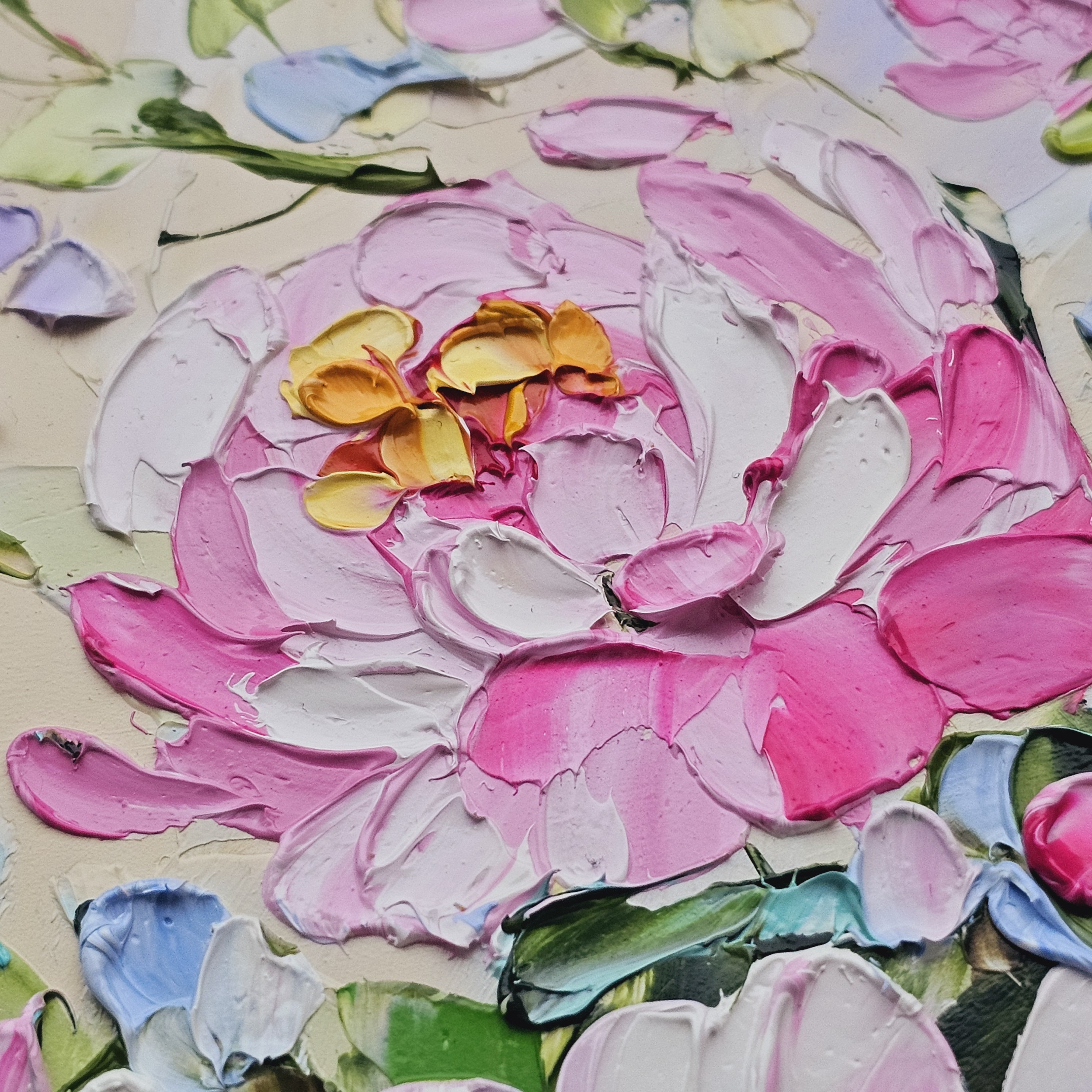 Impasto Peony Painting: Original Floral Oil Painting, Pink Wall Art ...