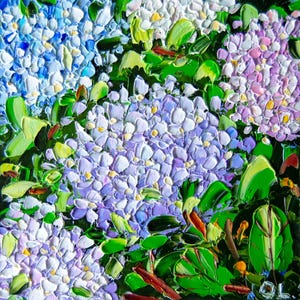 Hydrangea Painting Oil Impasto Flower Original Art Hydrangea Floral Art lilac OlyaArtShop