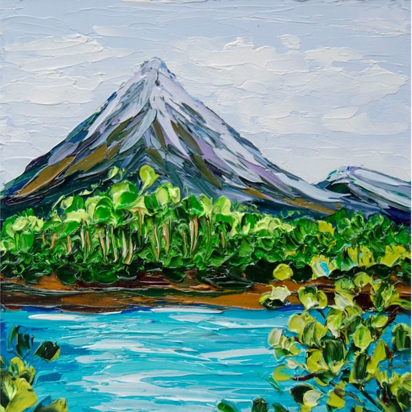 Arenal Costa Rica Art Volcano Original Oil Painting National Park Mini OlyaArtShop