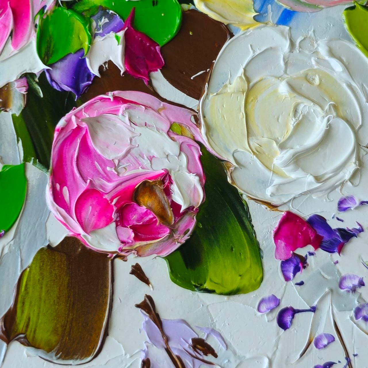 Peony Painting Impasto Oil Flower Original Art Floral Painting Bouquet ...