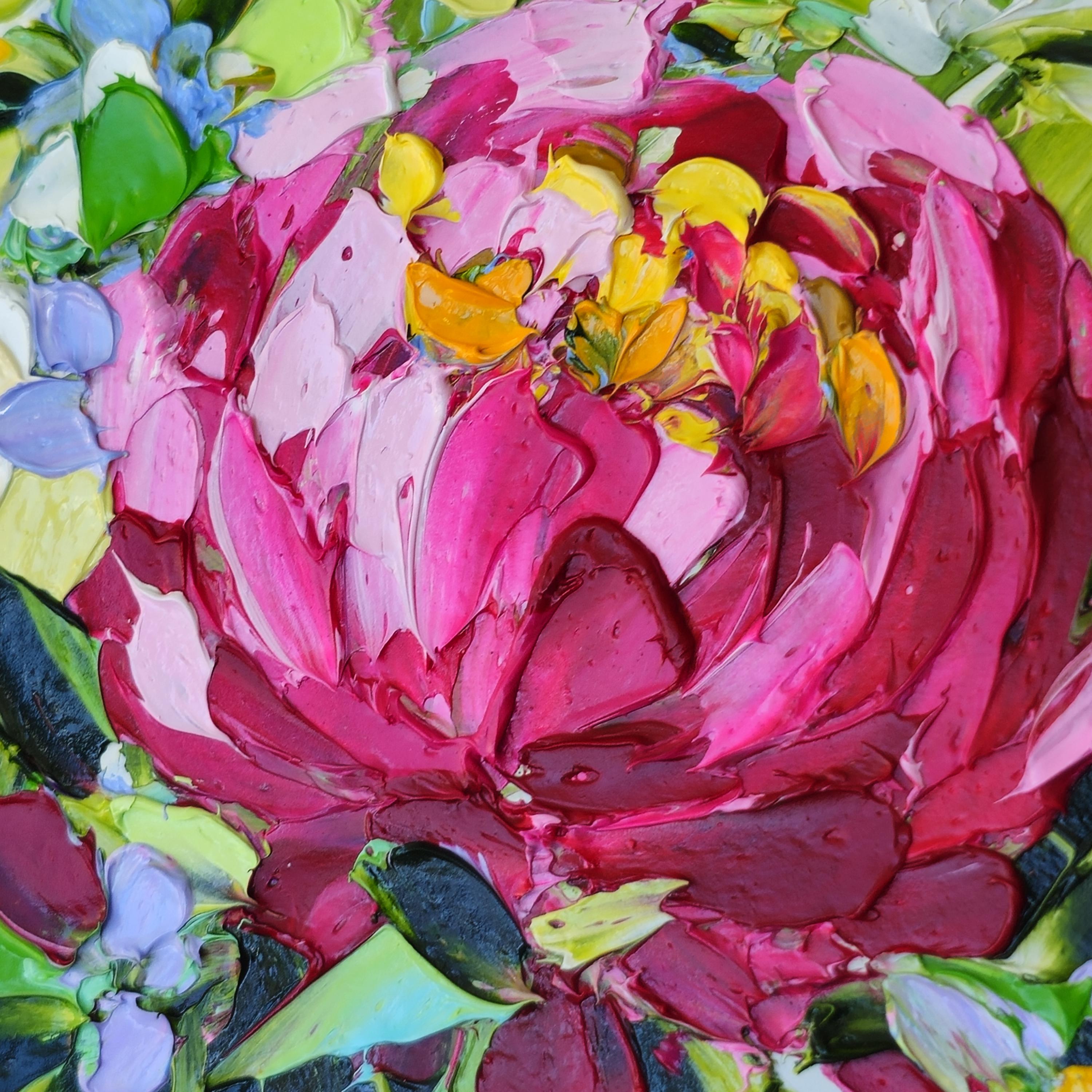 Peony Painting Floral Oil Impasto Painting Flower Original Art ...