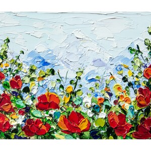 California Painting Mountain Wall Art Poppy Painting Original Oil Floral Landscape Wall Art  OlyaArtShop