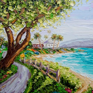 Pittura Hawaii Maui Arte originale Impasto Olio Paesaggio Pittura Kapalua Bay OlyaArtShop