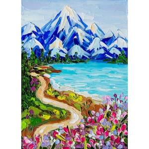 New Zealand Art landscape Painting Aoraki Mount Cook Art Original Impasto Oil Painting  OlyaArtShop