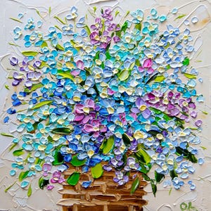 Forget Me Not Painting Lilac Impasto Oil Painting Floral Original Art Alaska State Flower Purple Art OlyaArtShop
