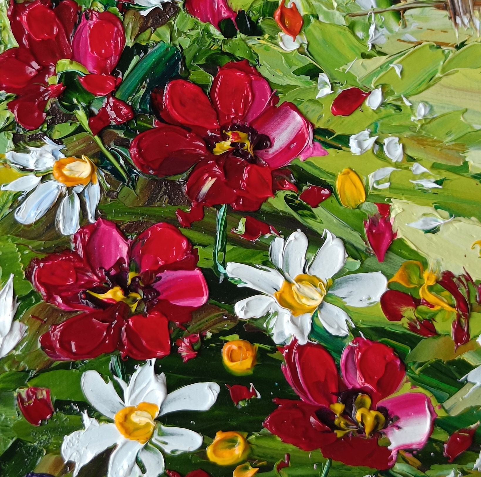 California Painting Poppy Landscape Art Original Oil Impasto Painting ...