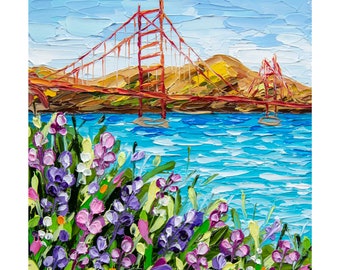 Golden Gate Bridge Painting San Francisco Art Original Oil Impasto Painting California Artwork OlyaArtShop