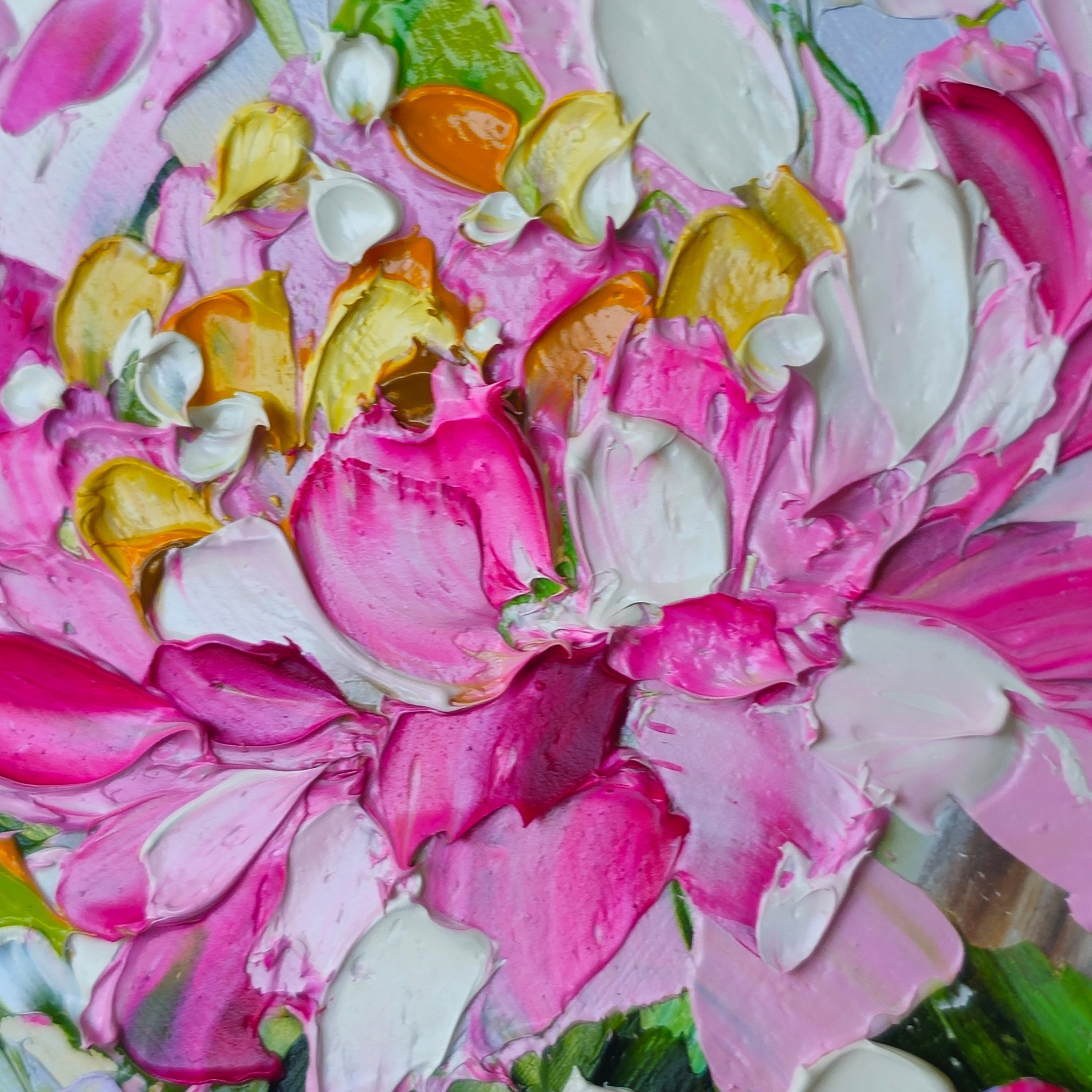 Peony Bouquet Painting: Impasto Floral Oil Painting, 8x8 - Etsy