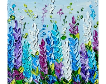 Lavender Painting  Original Wall Art Flower Purple Mini Painting OlyaArtShop