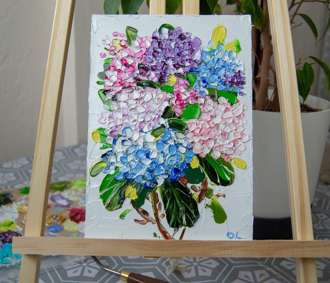 Hydrangea Painting Flower Oil Impasto Floral Original Art Botanical Art ...