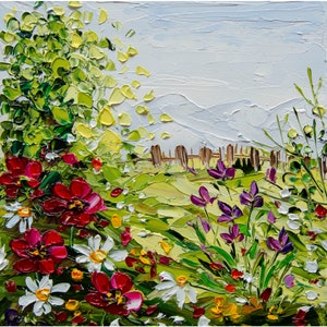 Californië schilderij Poppy landschapskunst originele olie Impasto schilderij Wildflower bloem kleine OlyaArtShop