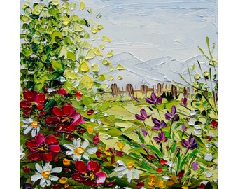 Kalifornien Malerei Mohn Landschaft Kunst Original Öl Impasto Malerei Wildblumen Blume kleine OlyaArtShop