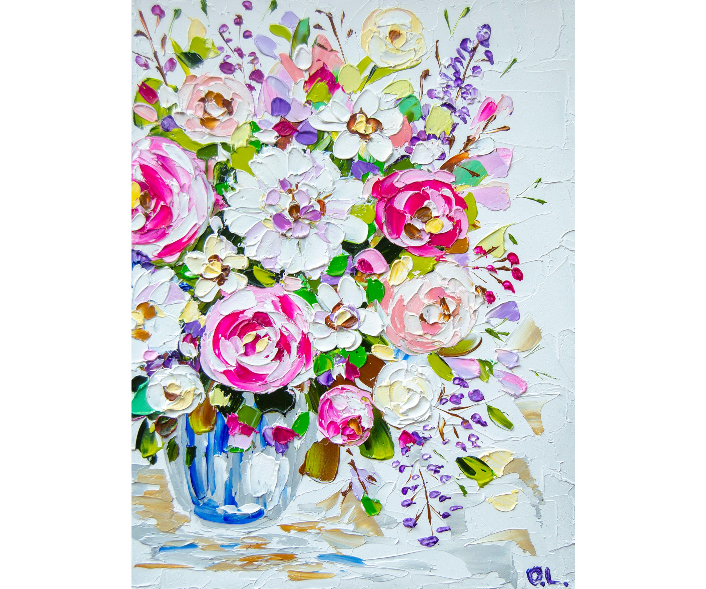 Peony Painting Impasto Oil Flower Original Art Floral Painting Bouquet ...