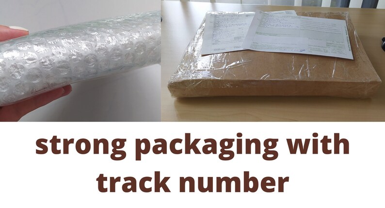 K&ouml;nnte beinhalten: Ein brauner Karton, der in durchsichtige Plastikfolie verpackt ist und innen mit Luftpolsterfolie ausgekleidet ist. Der Karton steht auf einer Holzoberfl&auml;che. Der Karton hat ein wei&szlig;es Etikett mit Text darauf. Der Text auf dem Etikett ist verschwommen und nicht lesbar.  Die Bildunterschrift lautet "Robuste Verpackung mit Sendungsverfolgungsnummer".