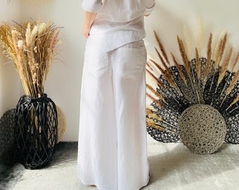 Linen Skirt - Pants For Women, Summer Pants, Loose Long Baggy Pants, Plus Size Clothing, Casual Pants, Loose Pants, White linen pants