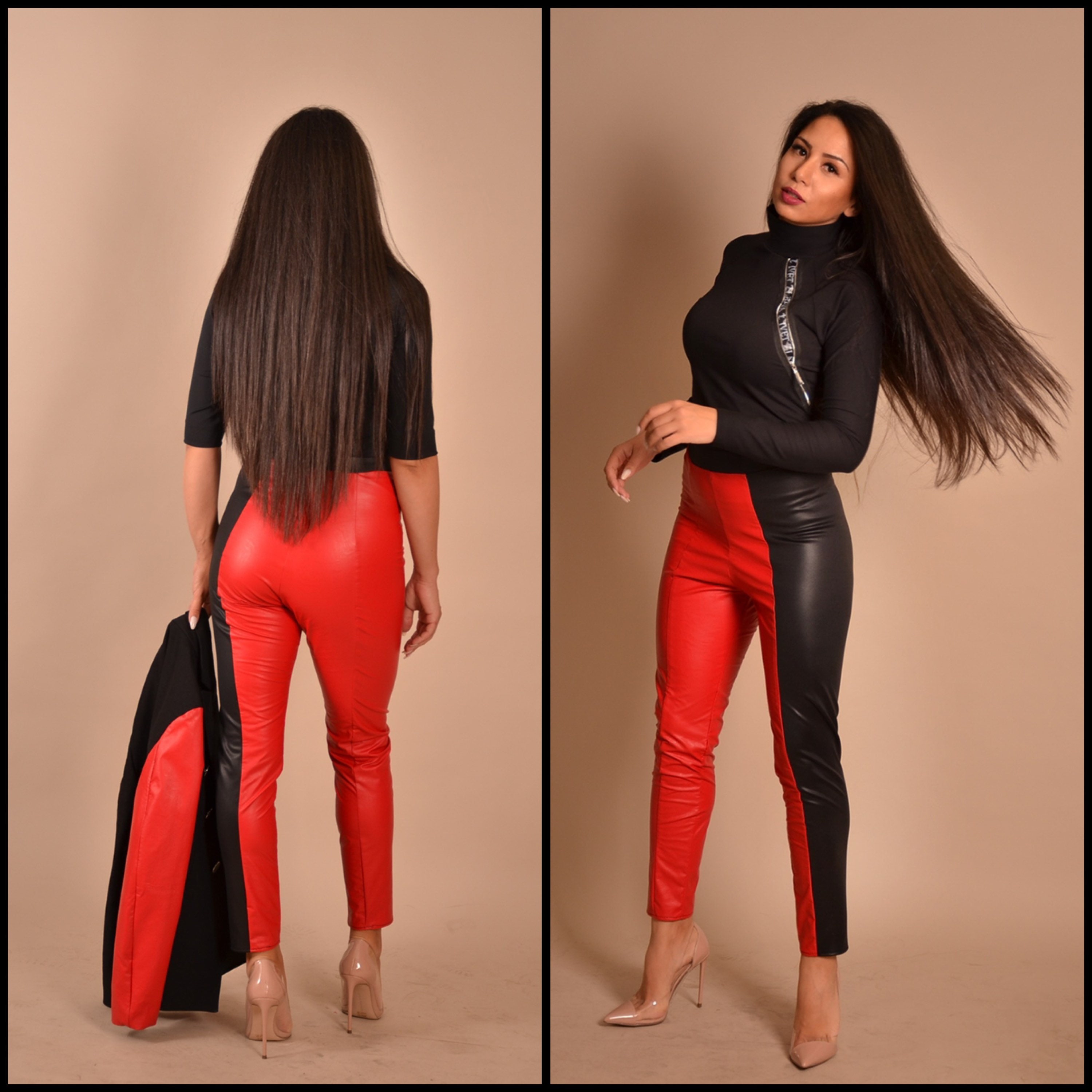 Red Faux Leather Pants -  Canada