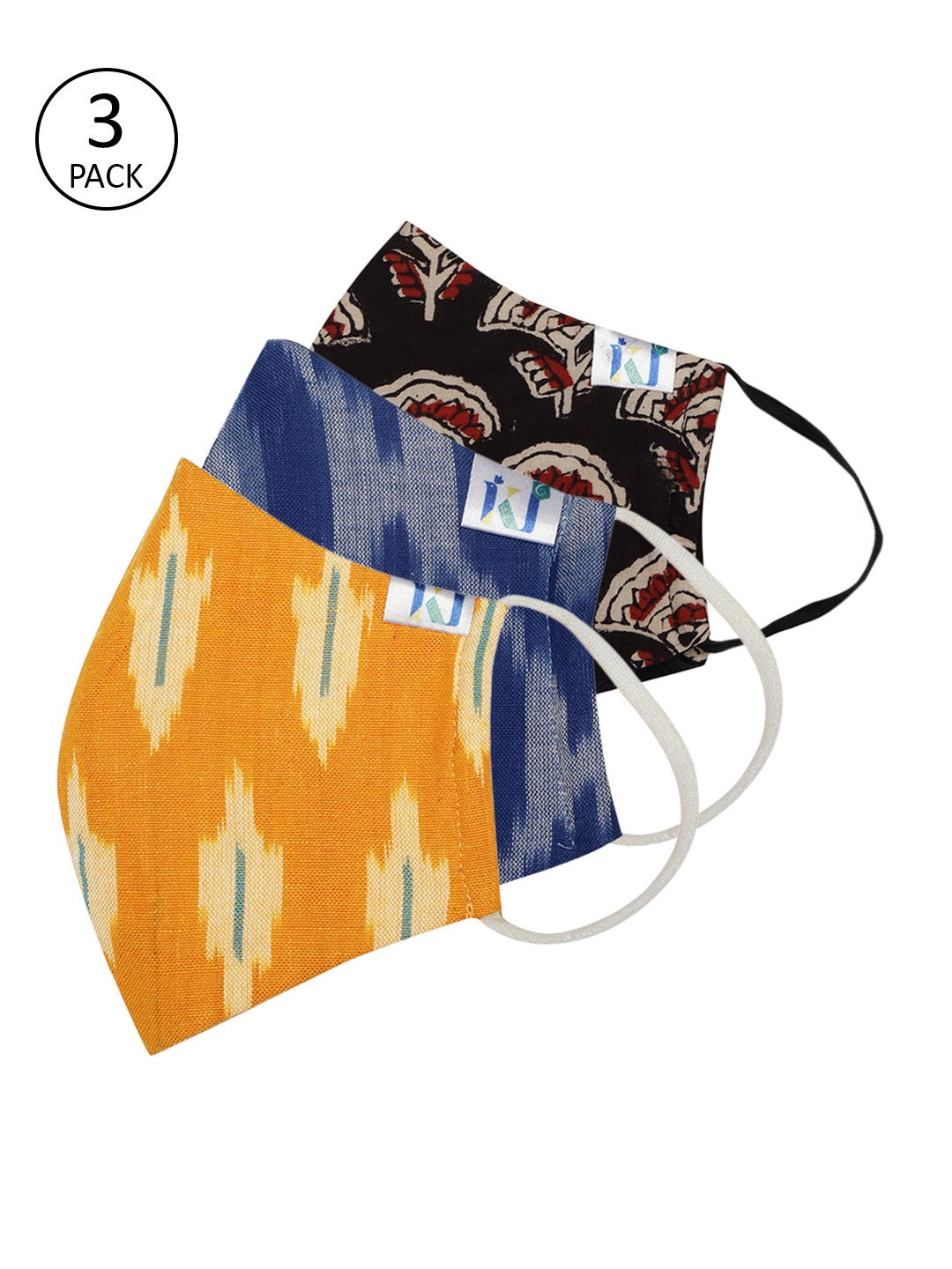 Handblock Print Cotton Mask Set: Reusable 4-layer Face Mask - Etsy
