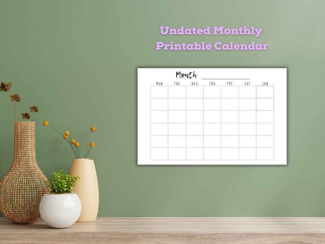 Monthly Blank Printable Calendar (monday Start) 11x17 - Etsy