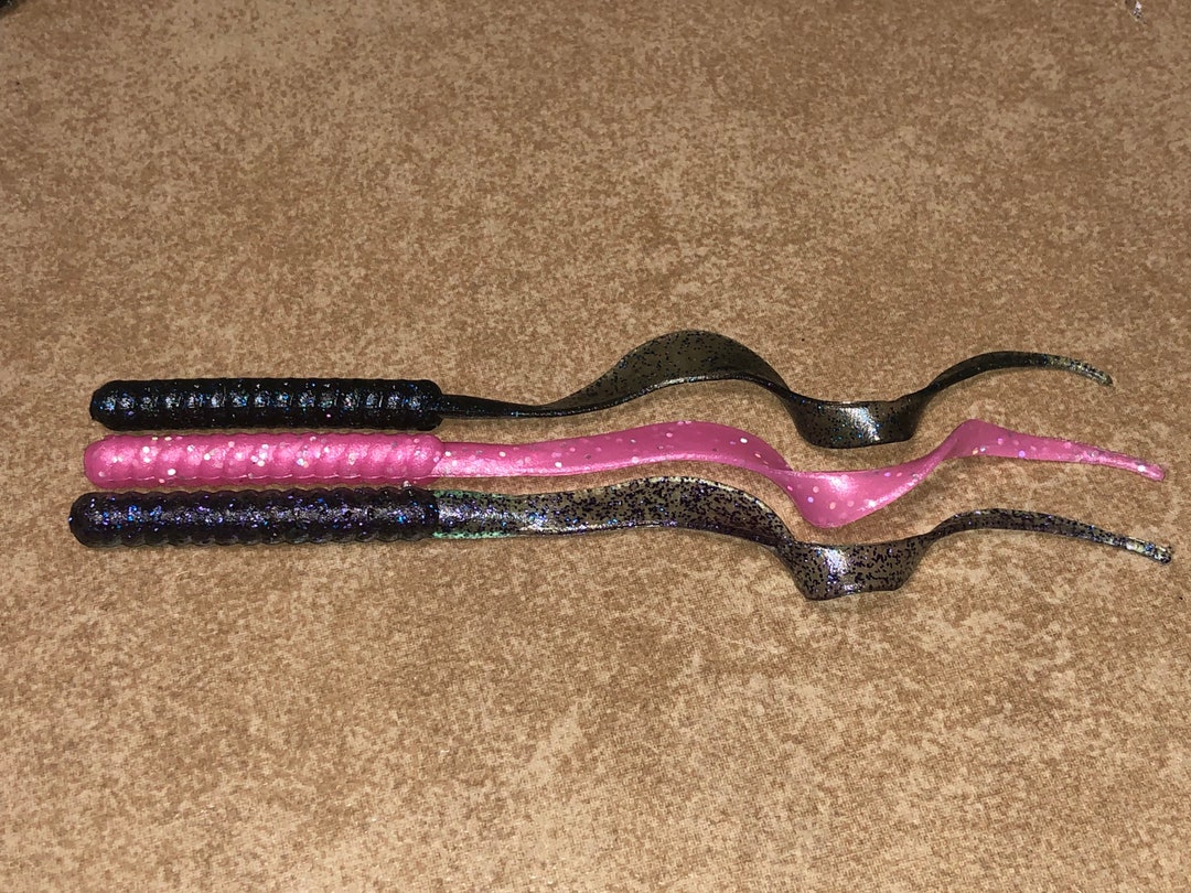 Beef Ribbonz 7 8 Pack Ribbon Tail Worm Style Soft Plastic Fishing Bait Custom and Homemade by