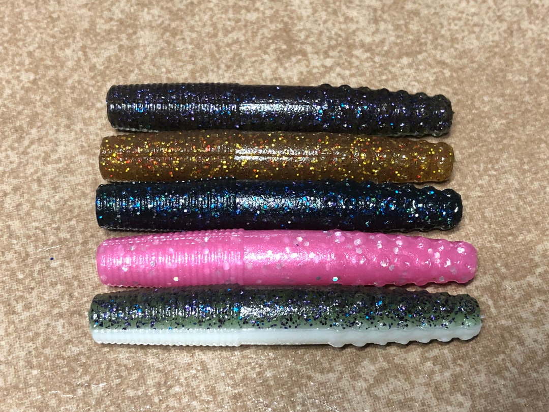 Lil Beef Stix 2.7 8 Pack Ned Worm Style Soft Plastic Fishing Bait Custom and Homemade by