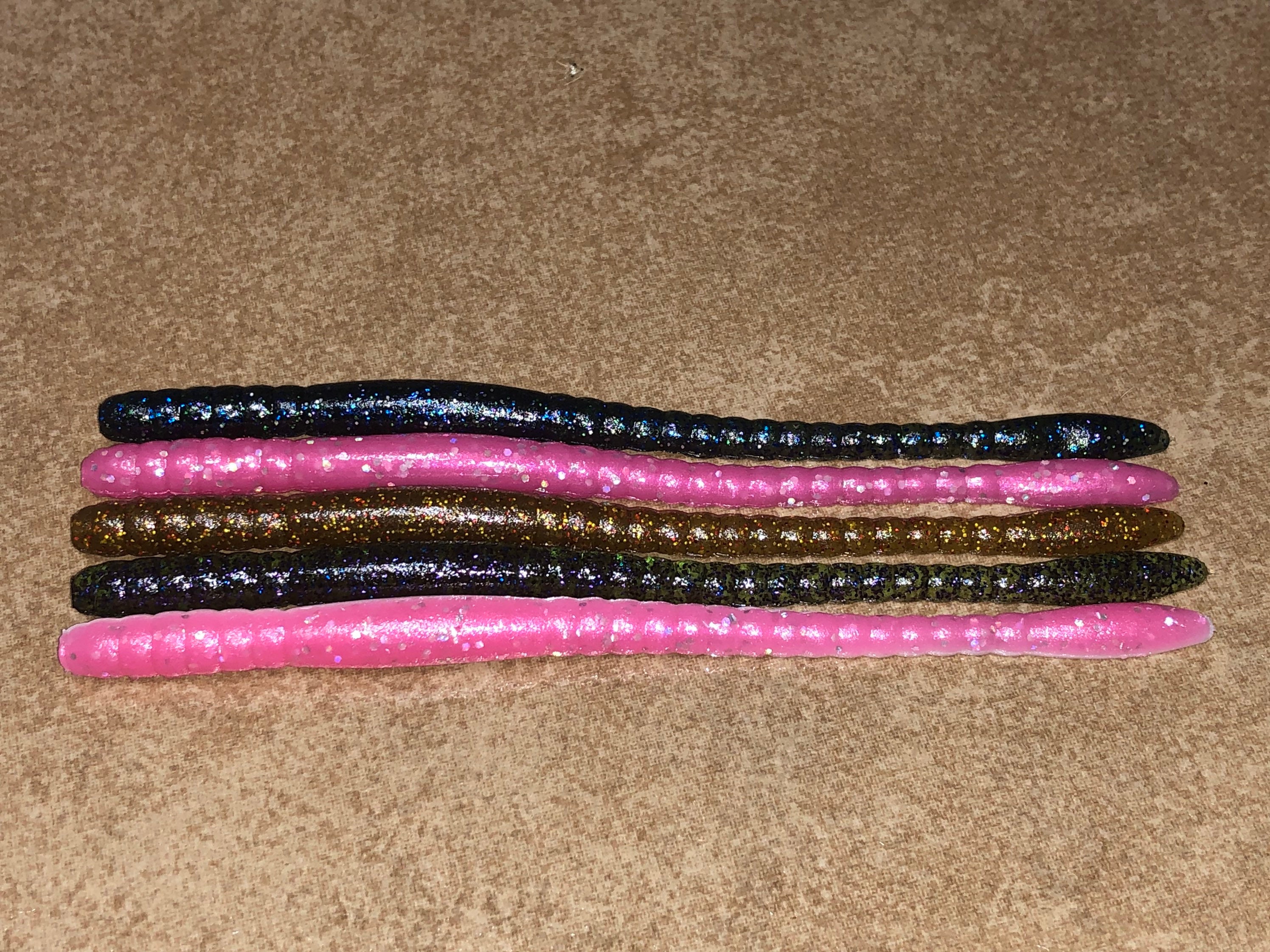 Beef Trix 6 10 Pack Finesse Worm Style Soft Plastic Fishing Trick Worm Bait Custom and Homemade