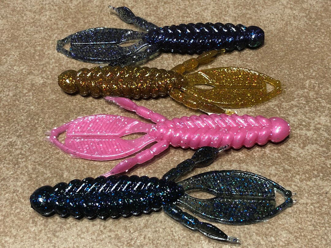 Beef Bugz 4.5 6 Pack Beaver Creature Bug Style Soft Plastic Fishing Bait Custom and Homemade by