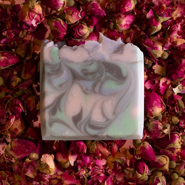 handmade natural soap EDEN with olive oil, canola oil and coconut oil | flower soap | cold process soap | lychee & peony scented soap