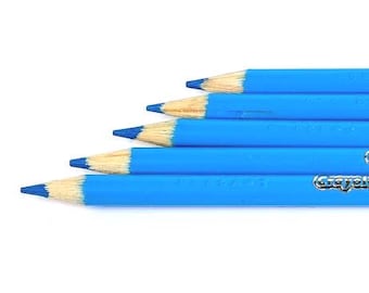 Sky-Blue Crayola Colored Pencils, Set of 5 with Sharpener, Coloring, Crafts, Scrapbooking, Drawing, Classroom, Art Projects, Sketching