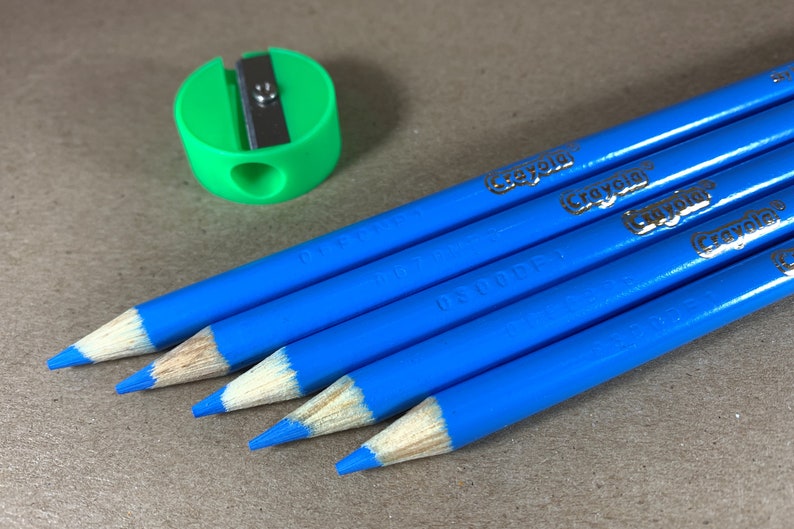 Skyblue Crayola Colored Pencils Set of 5 or 10 With Sharpener Etsy