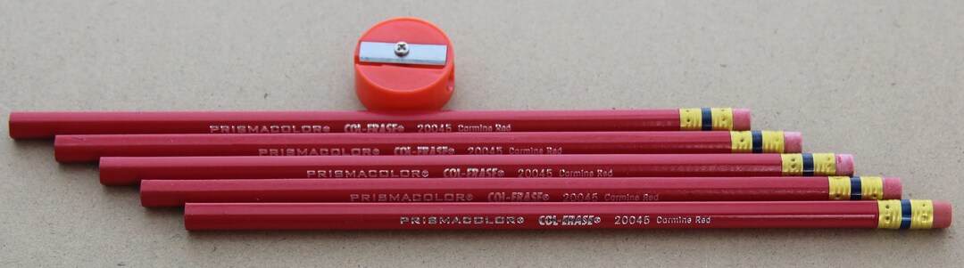 Prismacolor Colerase Carmine Red 20045 Set of 5 With Sharpener 