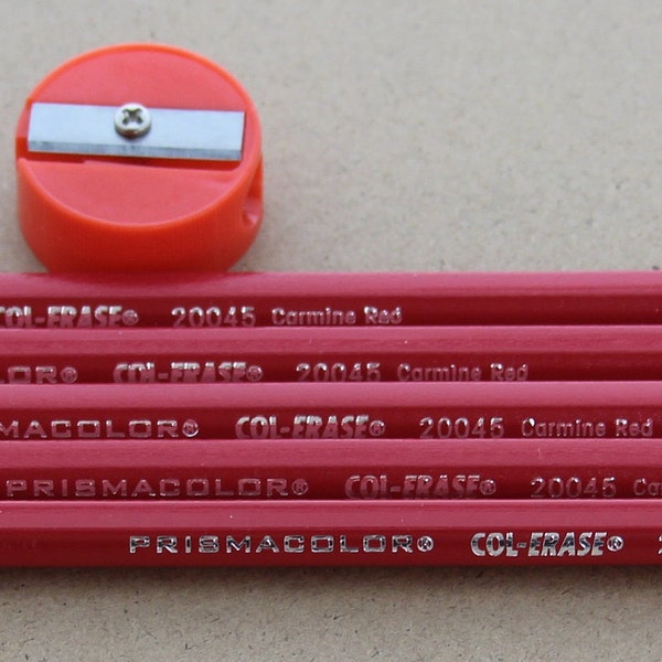 Prismacolor ColErase - Carmine Red (20045) - Set of 5 with Sharpener