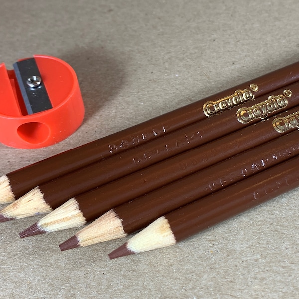 Brown Crayola Colored Pencils - Set of 5 or 10 with Sharpener