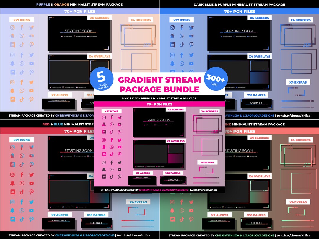 Stream Package Bundle | Overlays, Scenes, Panels, Alerts + Social Icons ...