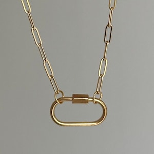Mini Carabiner Paperclip Chain Link Necklace 18k Gold Stainless Steel Dainty Clasp Charm Choker Handmade Custom Gift Layer Jewelry Keachains