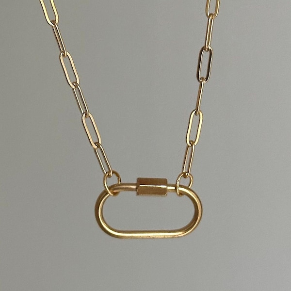 Mini Carabiner Paperclip Chain Link Necklace 18k Gold Stainless Steel Dainty Clasp Charm Choker Handmade Custom Gift Layer Jewelry Keachains