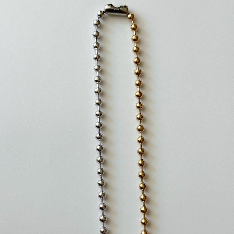Mixed Metal Ball Chain Choker Necklace - Stainless Steel, 18k Gold Plated Steel image 4