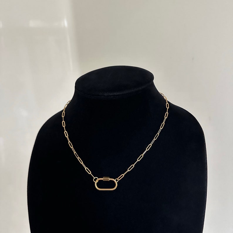 Mini Carabiner Paperclip Chain Link Necklace 18k Gold Stainless Steel Dainty Clasp Charm Choker Handmade Custom Gift Layer Jewelry Keachains image 5