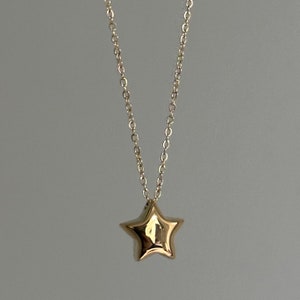 Mini Puffed Star Necklace Puffy Chunky Star Pendant Link Chain 18k Gold Stainless Steel 3D Star Jewelry Keachains Dainty Customized Gift