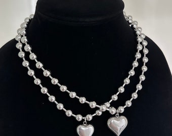 ★PEARLY MORE★ Color Cubic Heart Ball Chain Necklace Stand Out with JennyReve.com's 925 Silver 2mm Snake String